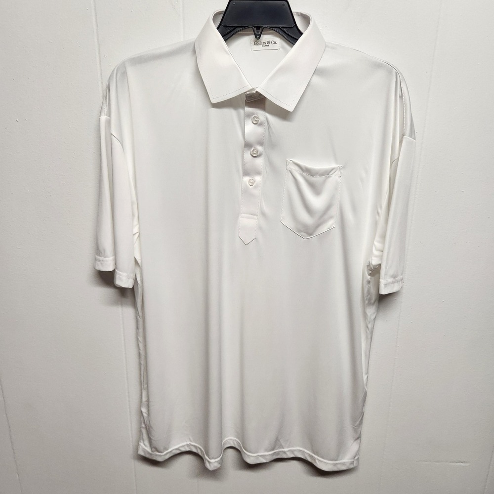 Collars & Co. Polo Shirt Mens 2XL Dress Collar Short Sleeve Pocket Polyester‎